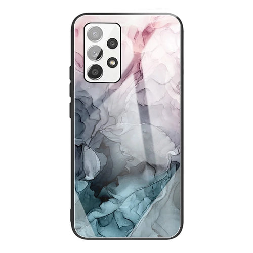 For Samsung Galaxy A33 5G Pattern Printing Soft TPU Bumper Frame Shockproof Tempered Glass Back Cover - Style A - 1