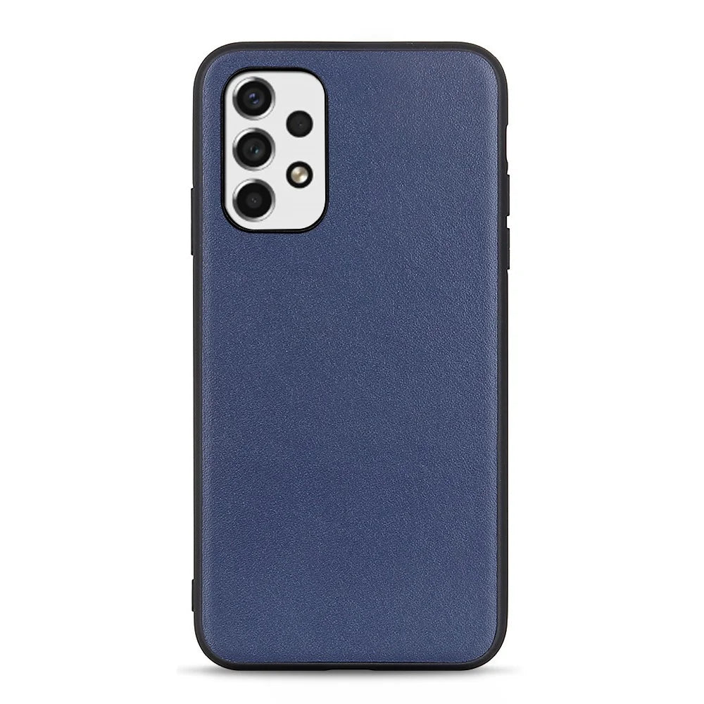 Textured Genuine Thin Light Shockproof Leather Coated PC + TPU Hybrid Case Phone Shell for Samsung Galaxy A53 5G - Blue - 1