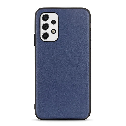 Textured Genuine Thin Light Shockproof Leather Coated PC + TPU Hybrid Case Phone Shell for Samsung Galaxy A53 5G - Blue - 1