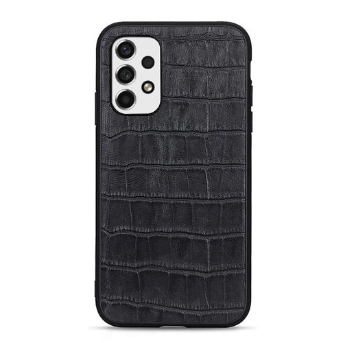 Genuine Leather Coated PC+TPU Case Crocodile Texture Anti-fall Cover for Samsung Galaxy A53 5G - Black - 1