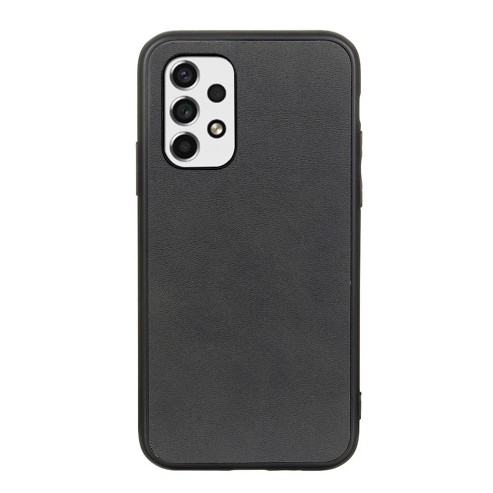 Light Slim Textured PU Leather Coated PC + TPU Phone Protective Case Cover for Samsung Galaxy A53 5G - Black - 1