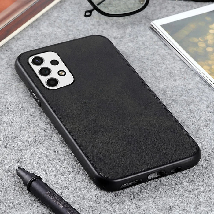 Light Slim Textured PU Leather Coated PC + TPU Phone Protective Case Cover for Samsung Galaxy A53 5G - Black - 2