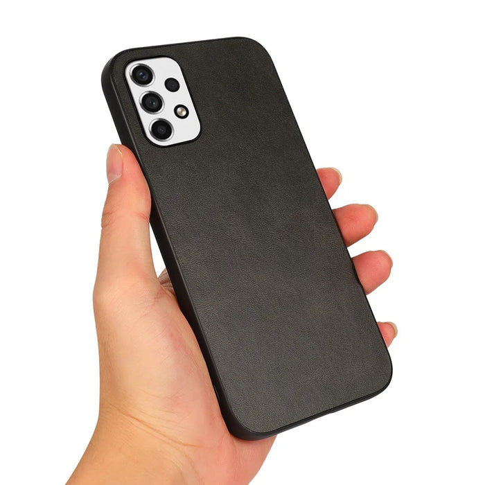 Light Slim Textured PU Leather Coated PC + TPU Phone Protective Case Cover for Samsung Galaxy A53 5G - Black - 3