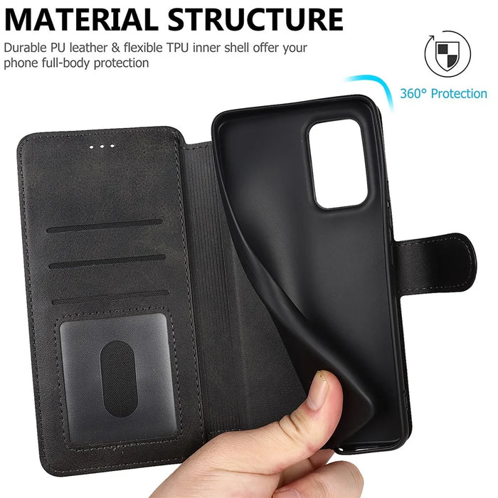 Magnetic Retro Matte PU Leather Stand Flip Cover Shockproof TPU Interior RFID Blocking Wallet Folio Case for Samsung Galaxy A53 5G - Black - 5