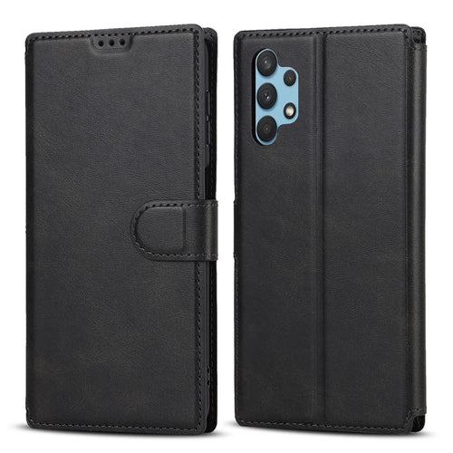 For Samsung Galaxy A13 5G / A04s 4G (164.7mm) RFID Blocking Retro PU Matte Leather Wallet Case Anti-Shock Protection Flip Stand Cover - Black - 1