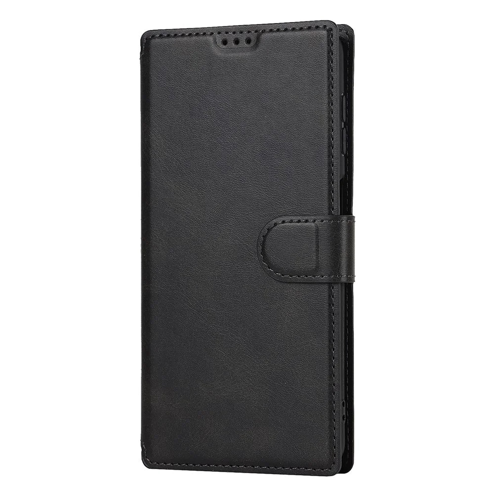 For Samsung Galaxy A13 5G / A04s 4G (164.7mm) RFID Blocking Retro PU Matte Leather Wallet Case Anti-Shock Protection Flip Stand Cover - Black - 5