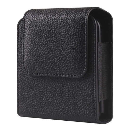 PU Leather Waist Belt Loop Phone Bag Pouch Protective Case with Carabiner for Samsung Galaxy Z Flip3 5G - Black - 1
