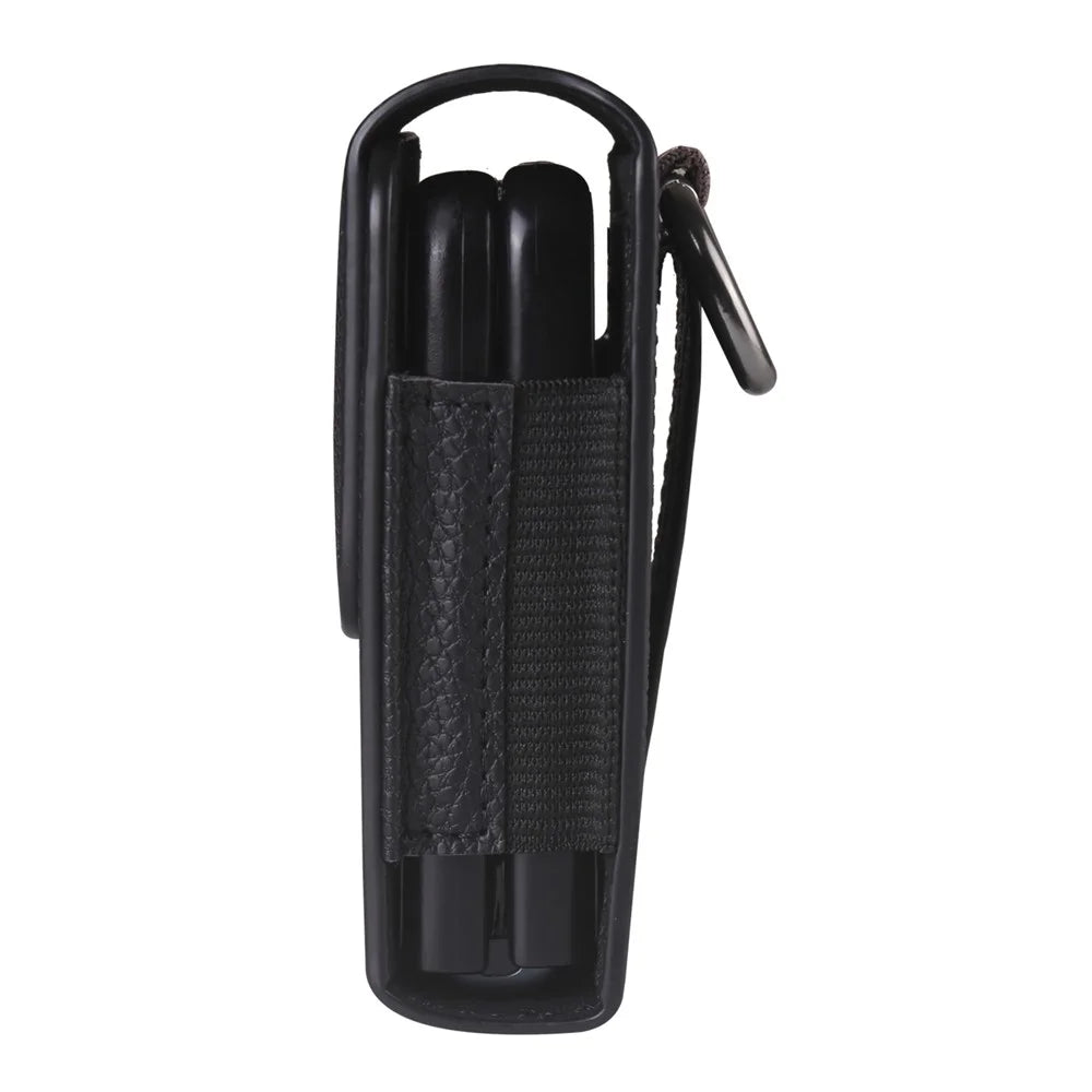 PU Leather Waist Belt Loop Phone Bag Pouch Protective Case with Carabiner for Samsung Galaxy Z Flip3 5G - Black - 7