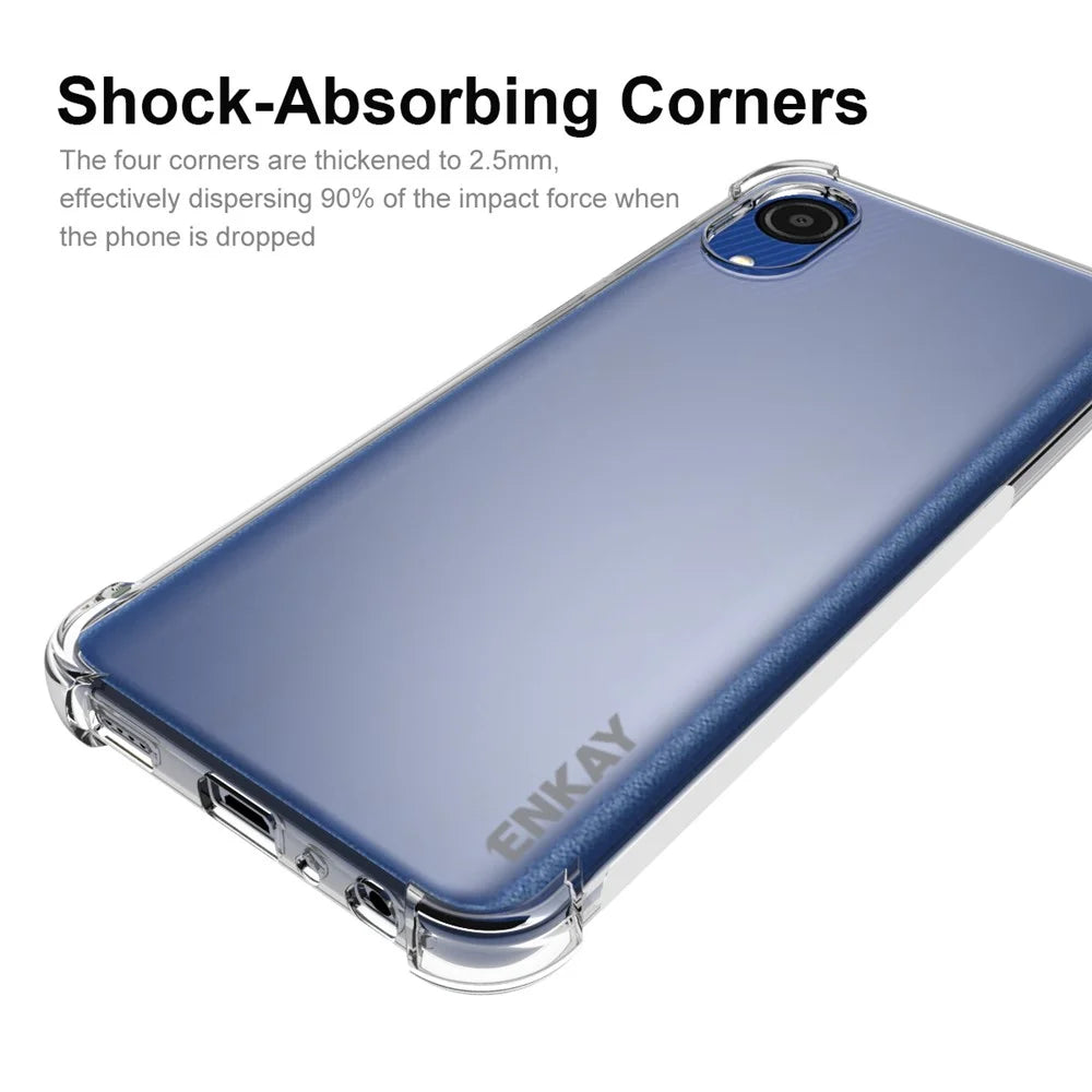 ENKAY HAT PRINCE Shock Absorption Thickened Corner Anti-slip Edge Clear Soft TPU Phone Case Shell for Samsung Galaxy A03 Core - 2