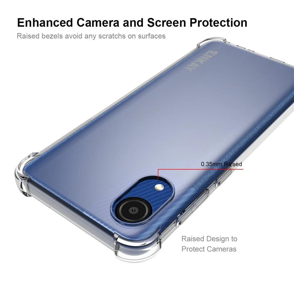 ENKAY HAT PRINCE Shock Absorption Thickened Corner Anti-slip Edge Clear Soft TPU Phone Case Shell for Samsung Galaxy A03 Core - 3
