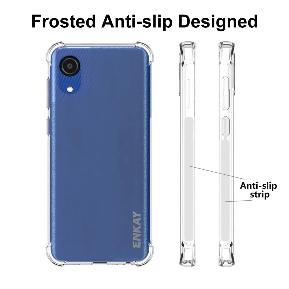 ENKAY HAT PRINCE Shock Absorption Thickened Corner Anti-slip Edge Clear Soft TPU Phone Case Shell for Samsung Galaxy A03 Core - 4