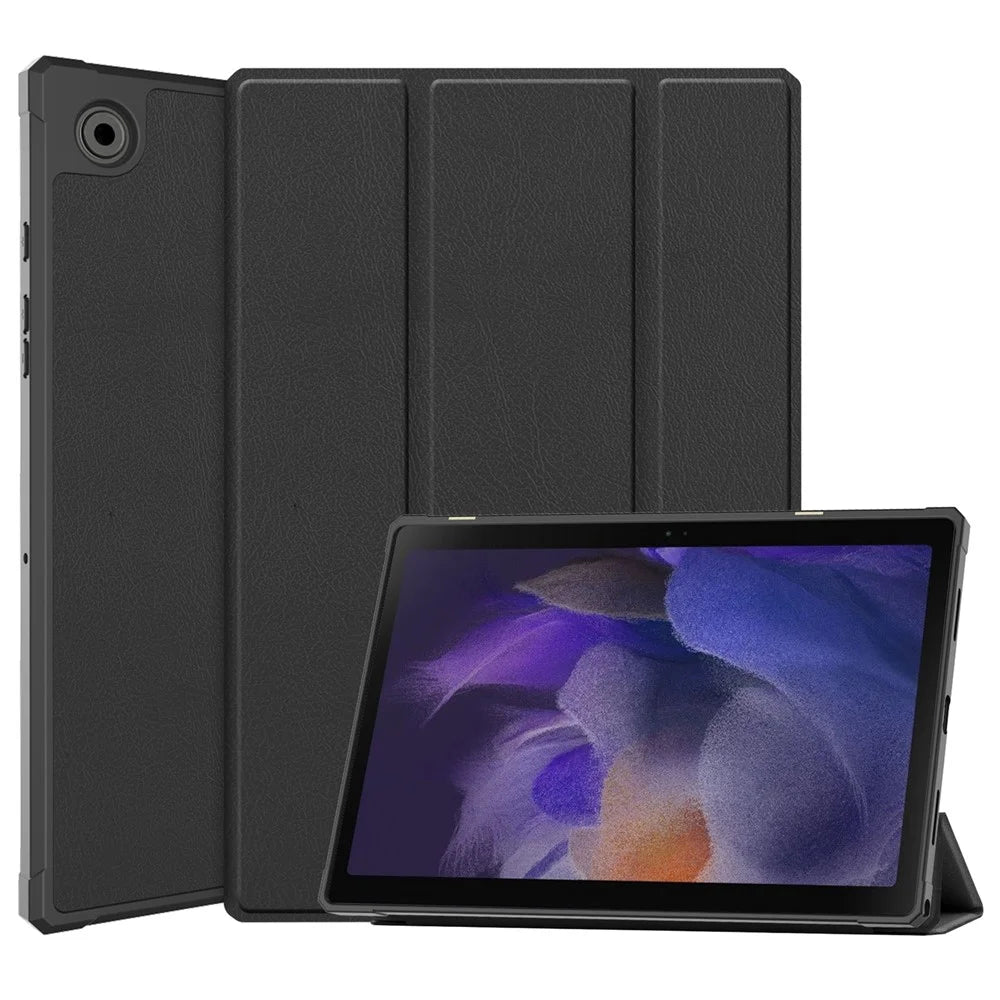 For Samsung Galaxy Tab A8 10.5 (2021) PU Leather Tri-fold Stand Tablet Case Smart Auto Wake / Sleep Folio Cover - Black - 1