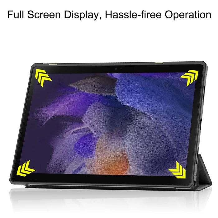 For Samsung Galaxy Tab A8 10.5 (2021) PU Leather Tri-fold Stand Tablet Case Smart Auto Wake / Sleep Folio Cover - Black - 5