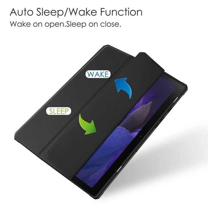 For Samsung Galaxy Tab A8 10.5 (2021) PU Leather Stand Cover Clear Hard Back Protective Case with Auto Wake / Sleep - Black - 5