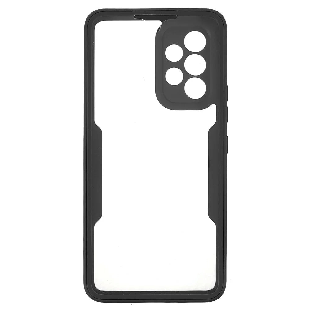 PET Screen Protector + Acrylic Back Panel + TPU Frame Detachable 2-in-1 Anti-scratch Case for Samsung Galaxy A53 5G - Black - 3