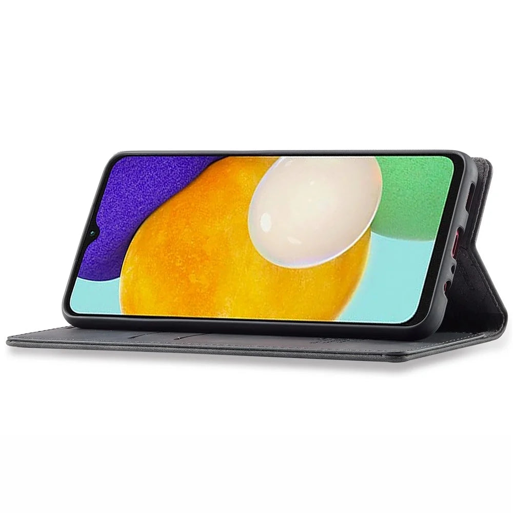 LC.IMEEKE Magnetic Auto Closing PU Leather + TPU Stand Wallet Phone Case Shell for Samsung Galaxy A13 5G / A04s 4G (164.7mm) - Black - 5