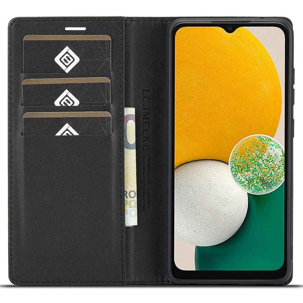 LC.IMEEKE Carbon Fiber Texture Magnetic Auto-absorbed PU Leather Phone Case Cover with Wallet Stand for Samsung Galaxy A53 5G - Horizontal Stripe - 5