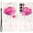 PU Leather Shockproof Phone Cover 3D Pattern Printing Stand Phone Case with Wallet Strap for Samsung Galaxy S22 5G - Flower - 1