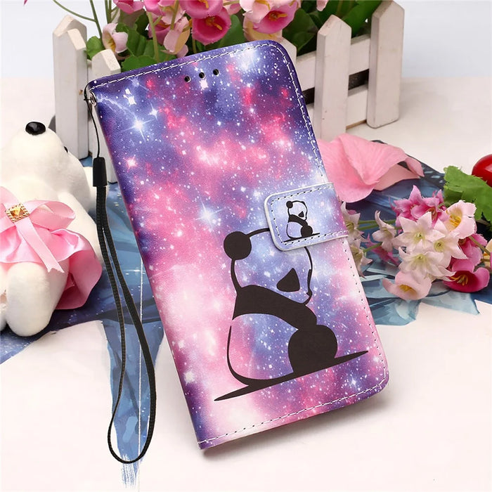 Pattern Printing Stand Wallet Cover Protector PU Leather All-round Protection Phone Case with Hand Strap for Samsung Galaxy A53 5G - Baby Panda - 6