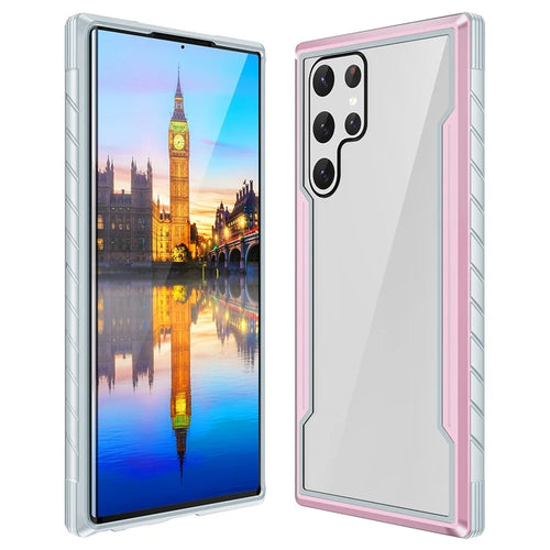 Well-protected PC + TPU + Aluminium Alloy Hybrid Case Anti-fall Phone Protective Cover for Samsung Galaxy S22 Ultra 5G - Rose Gold - 1