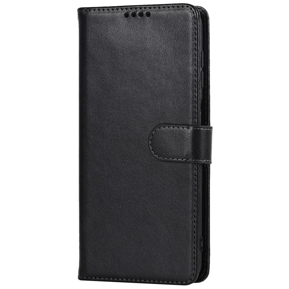 R61 Texture Felled Seam Wallet Stand PU Leather Case + Inner TPU Phone Cover Protector with Strap for Samsung Galaxy A12 - Black - 2