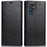 For Samsung Galaxy S22 Ultra 5G Crazy Horse Texture Genuine Leather + TPU Phone Case Cover with Stand Wallet - Black - 1