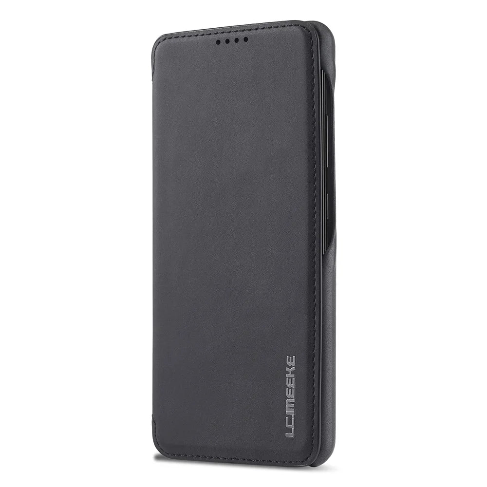 LC.IMEEKE Foldable Stand PU Leather Folio Flip Phone Case Cover with Card Slot for Samsung Galaxy A53 5G - Black - 2