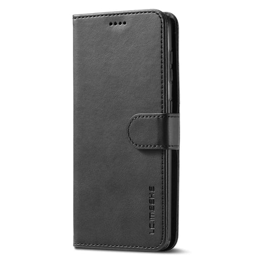 LC.IMEEKE Textured Wallet PU Leather Flip Folio Stand Case Fully Wrapped Phone Case Cover for Samsung Galaxy S21+ 5G - Black - 2