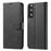 LC.IMEEKE Textured Wallet PU Leather Well-protected Flip Folio Stand Case Mobile Phone Case Cover for Samsung Galaxy S22+ 5G - Black - 1