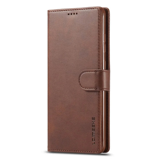 LC.IMEEKE Shockproof Textured Wallet PU Leather Flip Folio Stand Case Mobile Phone Case Cover for Samsung Galaxy A53 5G - Dark Brown - 2