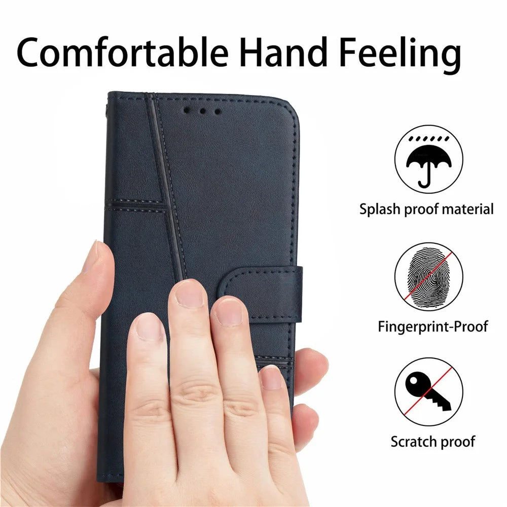 Stitching PU Leather Stand Wallet Phone Case Dual-sided Magnetic Clasp Cover for Samsung Galaxy A53 5G - Sapphire - 5