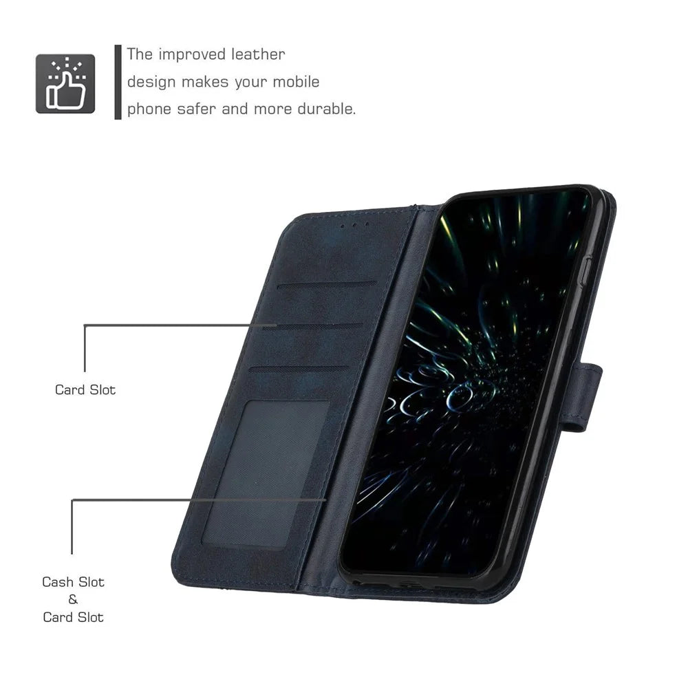 Stitching PU Leather Stand Wallet Phone Case Dual-sided Magnetic Clasp Cover for Samsung Galaxy A53 5G - Sapphire - 6