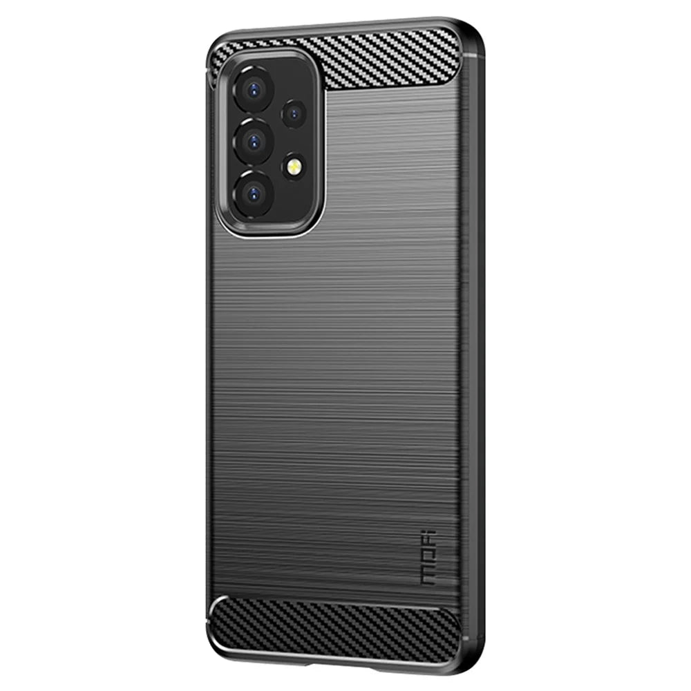 MOFI Carbon Fiber Texture Brushed Surface TPU Phone Case Scratch-resistant Protective Cover for Samsung Galaxy A53 5G - Black - 2