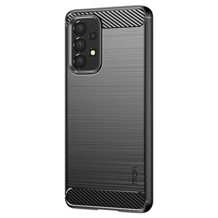 MOFI Carbon Fiber Texture Brushed Surface TPU Phone Case Scratch-resistant Protective Cover for Samsung Galaxy A53 5G - Black - 2