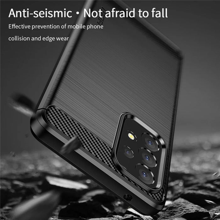 MOFI Carbon Fiber Texture Brushed Surface TPU Phone Case Scratch-resistant Protective Cover for Samsung Galaxy A53 5G - Black - 5