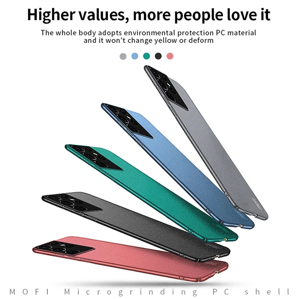 MOFI Shield Matte Series Drop Protection Hard PC Mobile Phone Case Cover for Samsung Galaxy S21 Ultra 5G - Blue - 3