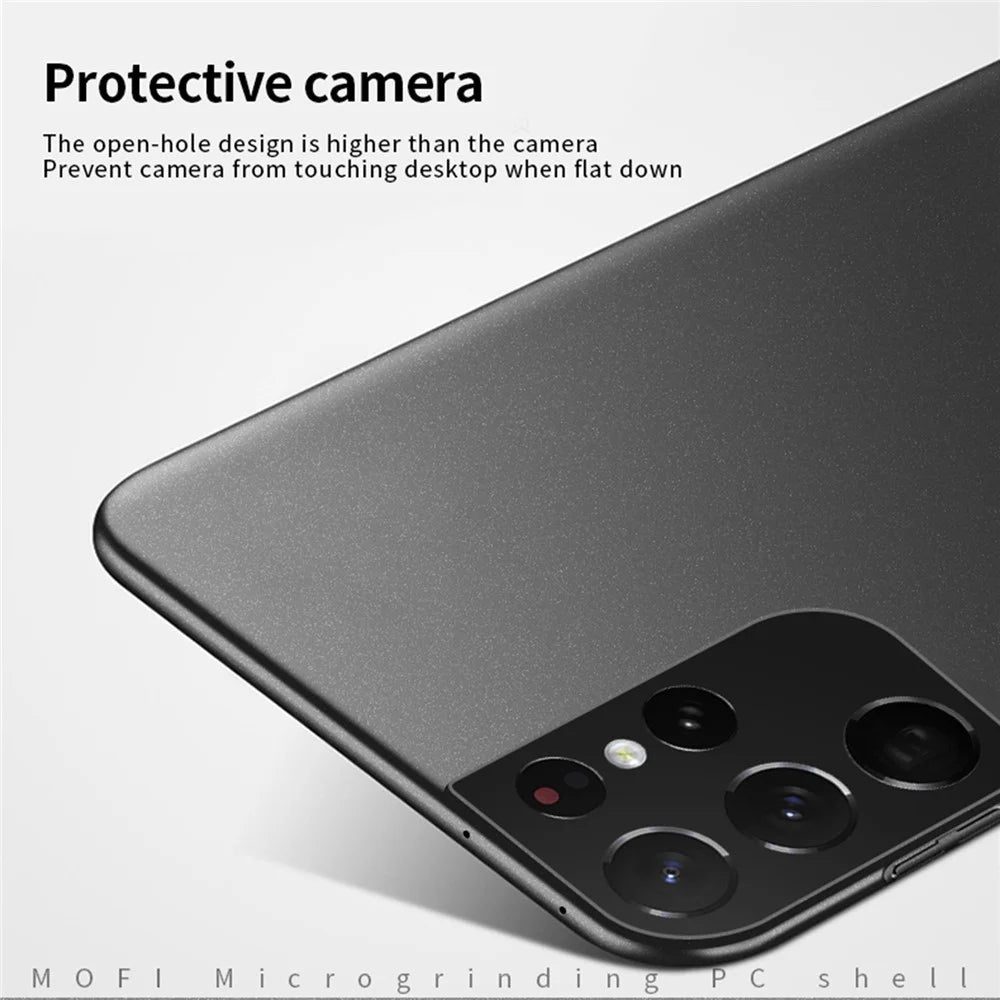 MOFI Shield Matte Series Drop Protection Hard PC Mobile Phone Case Cover for Samsung Galaxy S21 Ultra 5G - Blue - 5
