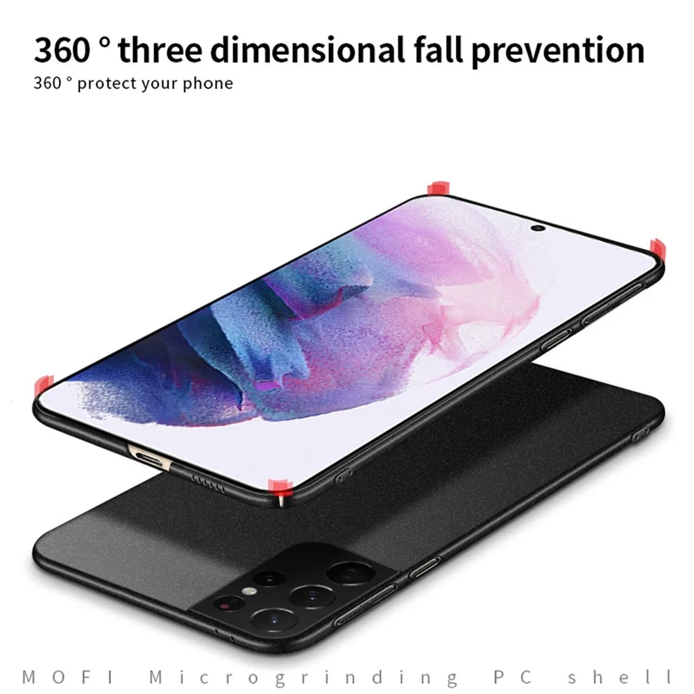 MOFI Shield Matte Series Drop Protection Hard PC Mobile Phone Case Cover for Samsung Galaxy S21 Ultra 5G - Blue - 7