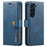 DG.MING Split Leather Wallet Full Protection Cover Shell Detachable 2-in-1 TPU Inner Phone Case for Samsung Galaxy S22+ 5G - Blue - 1