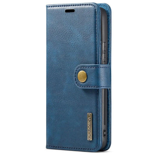 DG.MING Split Leather Wallet Full Protection Cover Shell Detachable 2-in-1 TPU Inner Phone Case for Samsung Galaxy S22+ 5G - Blue - 2