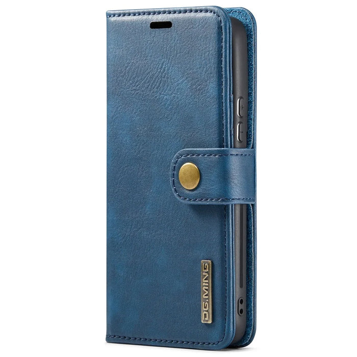 DG.MING Split Leather Wallet Full Protection Cover Shell Detachable 2-in-1 TPU Inner Phone Case for Samsung Galaxy S22+ 5G - Blue - 2