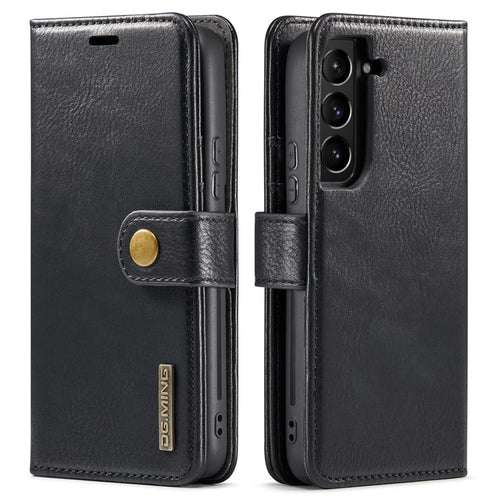 DG.MING For Samsung Galaxy S22 5G Detachable 2-in-1 Split Leather Full Protection Shell Wallet Cover TPU Inner Phone Case - Black - 1
