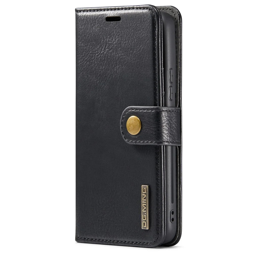 DG.MING For Samsung Galaxy S22 5G Detachable 2-in-1 Split Leather Full Protection Shell Wallet Cover TPU Inner Phone Case - Black - 2