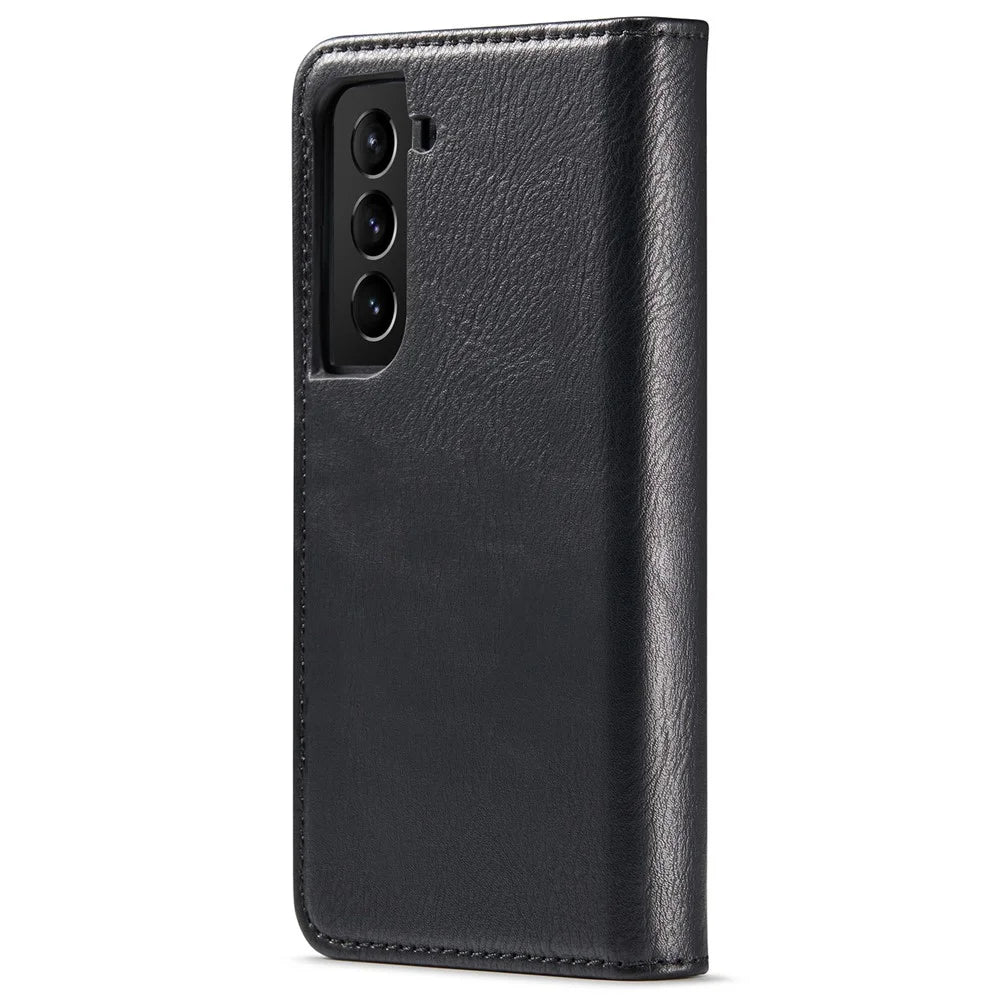 DG.MING For Samsung Galaxy S22 5G Detachable 2-in-1 Split Leather Full Protection Shell Wallet Cover TPU Inner Phone Case - Black - 3
