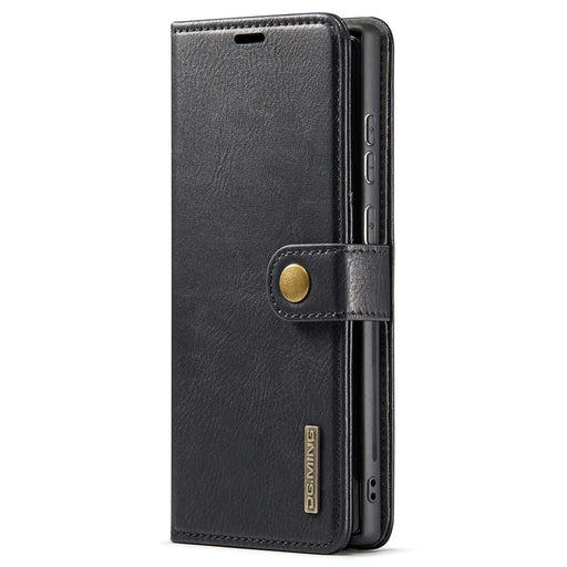 DG.MING Split Leather Case for Samsung Galaxy S22 Ultra 5G Detachable 2-in-1 Wallet Phone Cover with Stand - Black - 2