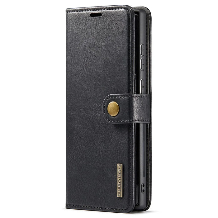 DG.MING Split Leather Case for Samsung Galaxy S22 Ultra 5G Detachable 2-in-1 Wallet Phone Cover with Stand - Black - 2