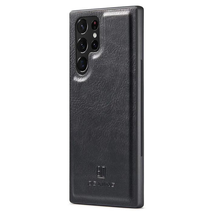 DG.MING Split Leather Case for Samsung Galaxy S22 Ultra 5G Detachable 2-in-1 Wallet Phone Cover with Stand - Black - 4