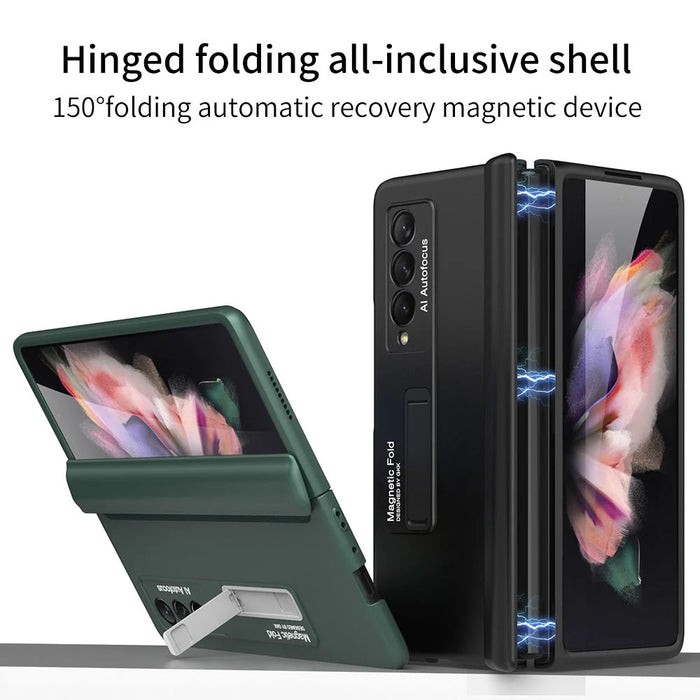 GKK Magnetic Folding Hinge All-inclusive Hard PC Phone Case Kickstand Protective Cover for Samsung Galaxy Z Fold3 5G - Black - 2