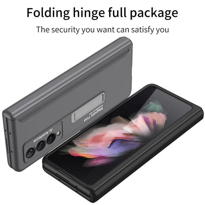 GKK Magnetic Folding Hinge All-inclusive Hard PC Phone Case Kickstand Protective Cover for Samsung Galaxy Z Fold3 5G - Black - 3