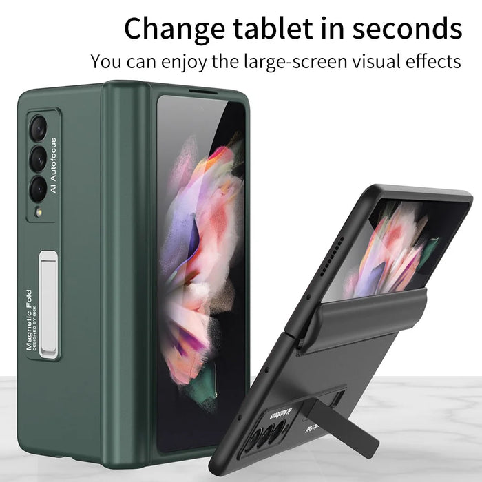 GKK Magnetic Folding Hinge All-inclusive Hard PC Phone Case Kickstand Protective Cover for Samsung Galaxy Z Fold3 5G - Black - 7
